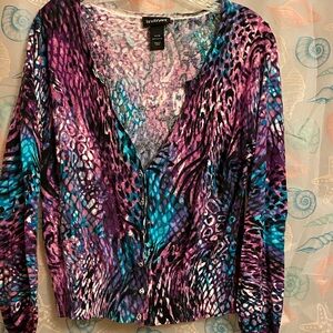 Lane Bryant Purple and Blue Button Down Cardigan